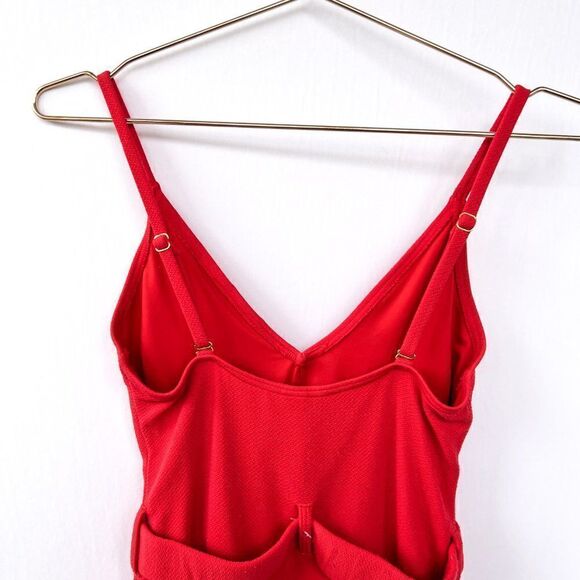 New Look Red Belted V Neck One Piece Swimsuit Large - Picture 8 of 9